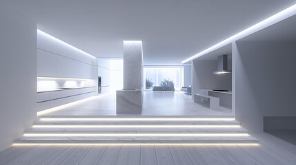 Obraz premium Modern kitchen interior. AI generated art illustration.