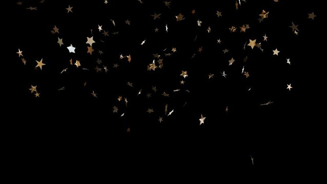 Gold color star shaped confetti rain. Alpha channel PNG codec (only original 4K version) transparent background.Streamlabs OBS Overlay. Celebration,Graduation,Party,Birthday,Wedding and New Year Conce