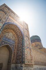 Cathedral mosque of Bibi Khonum Masjidi in the ancient city of Samarkand in Uzbekistan, oriental...
