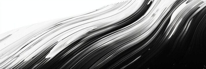 Abstract black and white fluid texture - Monochromatic fluid texture creating a dynamic abstract black and white design with a sense of movement