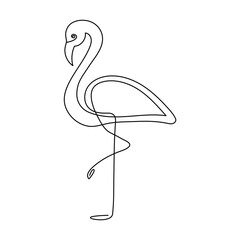 Continuous one line drawing of Flamingo.outline Vector illustration design.