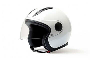 Modern motorcycle helmet, sleek design for safety and style, isolated on a white background
