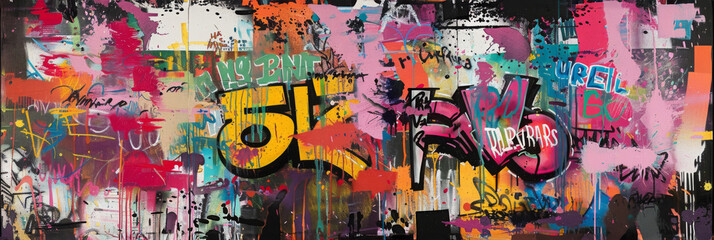 Abstract painting with graffiti and bold text - An impactful abstract piece combining traditional graffiti and bold, statement-making text
