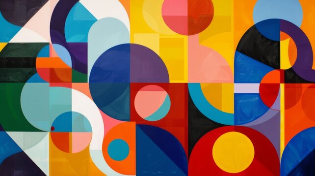Color-blocked abstract wall art with fluid shapes - An eye-catching abstract wall art combining color blocking and fluid shapes in a harmonious and modern composition