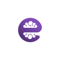 Letter E and brain negative space combination logo vector