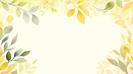 Green leaves watercolor copy space, green leaves with space for text
