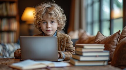 "Young Scholar: A Journey of Learning Amidst Ancient Tomes"