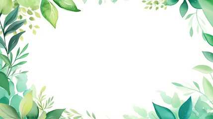 Green leaves watercolor copy space, green leaves with space for text