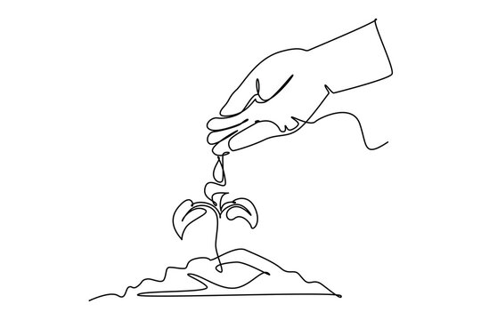 Continuous one line drawing of a real form of protecting the earth by carrying out reforestation. Protects the earth's ozone layer from perforating. The air remains healthy. world ozone minimalist con