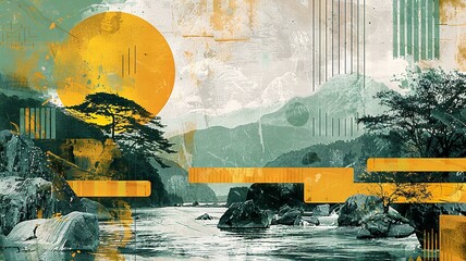 Traditional Chinese Landscape and Imperial Collage

