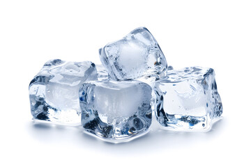 Crystal clear ice cubes isolated