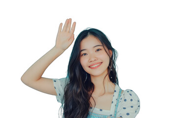 Friendly Young Asian Woman Waving Hello Transparent PNG