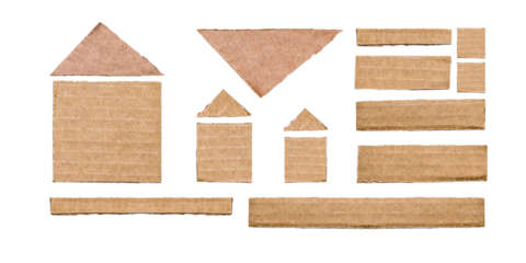 Cut out cardboard set of layouts. Blank tag for showing price or discount, isolated on white. Cardboard mockup set.