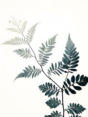 Botanical silhouette, showcasing the unique shapes of different leaves against a clean background