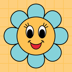 Flower retro cartoon vector illustration