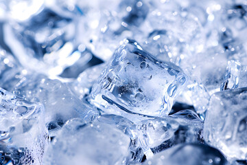 Crystal clear ice cubes background