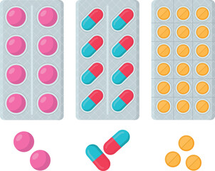 Pills pharmacy set vector illustration