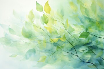 Fototapeta na wymiar Green Leaves Painting on White Background Generative AI