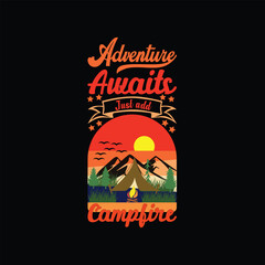 Camping typography t shirt design