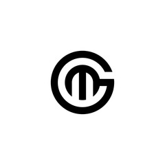 Letter GM or MG with circle concept logo vector icon - obrazy, fototapety, plakaty