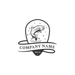 unique net fish logo template vector icon