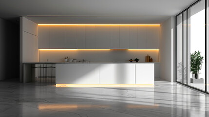 Modern kitchen interior. AI generated art illustration.