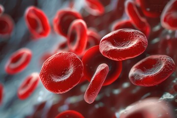 Ultra magnified image of human red blood cells realistic and detailed suitable for medical textbooks