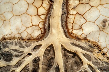  the cross section of a plant root under a microscope revealing cellular structures and root hairs - obrazy, fototapety, plakaty