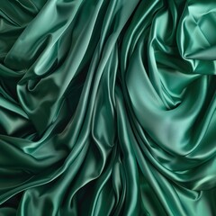 Fototapeta premium Emerald green silk draped elegantly luxury and smooth texture