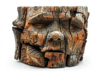 Wooden creature. Face of a creature made out of wood