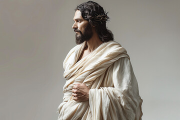 Jesus Christ portrait over simple background