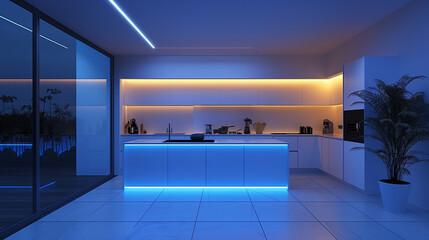 Modern kitchen interior. AI generated art illustration.