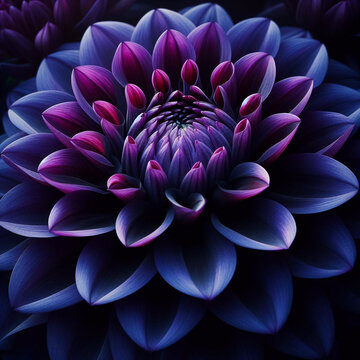 Indigo Dahlia Bloom Elegantly Unfolds