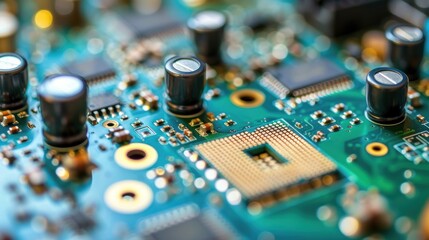 Glowing Symphony of Technology: A Close-Up of a Vibrant, Detailed Circuit Board