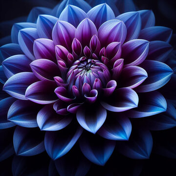 Indigo Dahlia Bloom Elegantly Unfolds