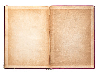 Old vintage opened book with empty papers and vintage texture