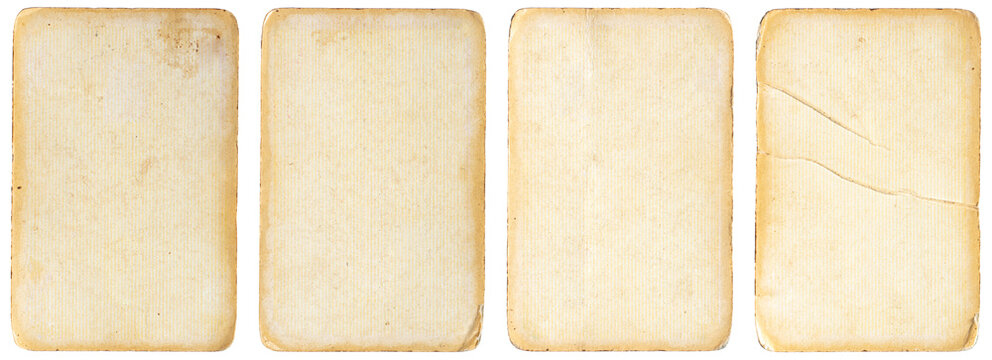 Set of 4 vintage old cards with retro paper texture