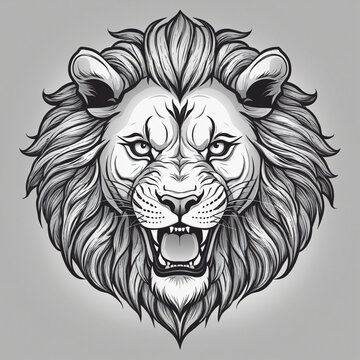 Logo Illustration of a Lion, line graphic head