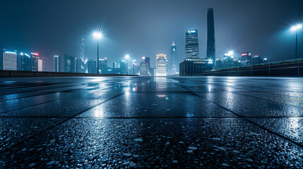 Cityscape at night in shanghai, china.