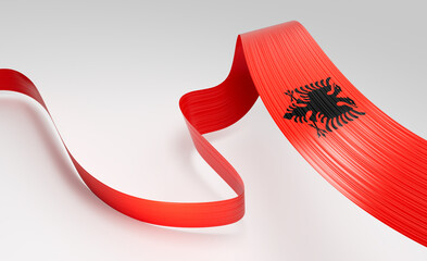 3d Flag Of Albania 3d Shiny Waving Ribbon Flag Isolated On White Background 3d Illustration