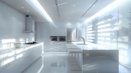 Obraz premium Modern kitchen interior. AI generated art illustration.