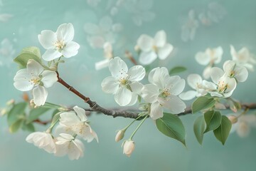 Elegant Spring Apple Blossoms on Branch Ai generated