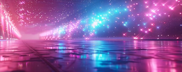 Nostalgic roller skating rink disco lights dreamy 80s aesthetic