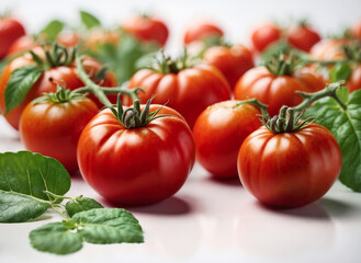 Tomato ai generated. Tomatoes on white background. Soft focus tomato background on white. Generative AI