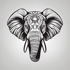 flat line art logo of big animal "elephants" 