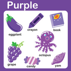 color objects and vocabulary words in English 