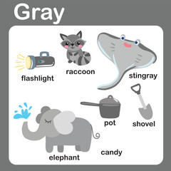 color objects and vocabulary words in English 