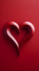Captivating 3D Heart Shape Carved into Vivid Red Background
