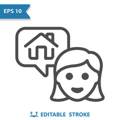 Realtor Icon. Real Estate, Woman, Talking, House, Home