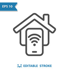 Smart Home Icon. House, Home, Smartphone, Mobile Phone, Wireless